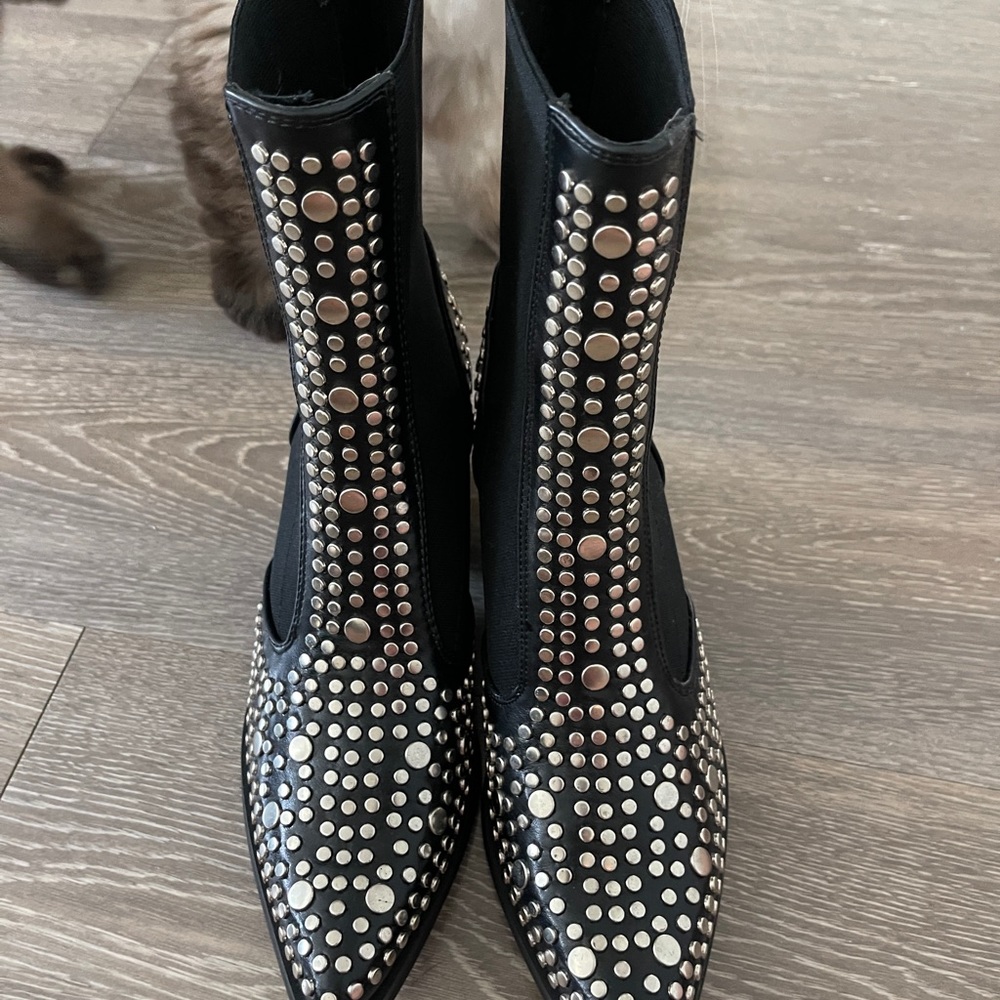 Black Studded Boots. Size 6.5. Never worn.